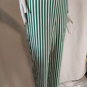 Green and White Striped Pants
